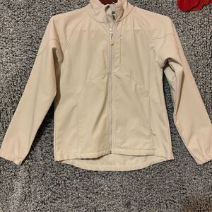 Ach Diamond Women's Full Zip Beige Jacket Size M Casual Solid